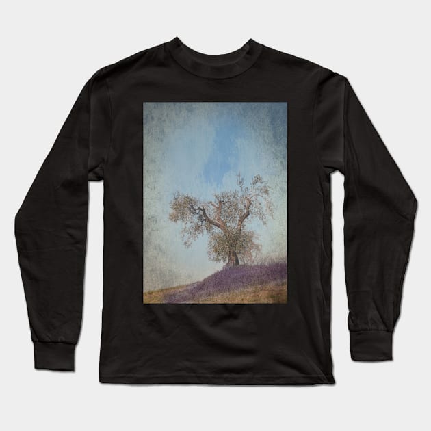 Old Olive Tree and Lavender Long Sleeve T-Shirt by Artskratch